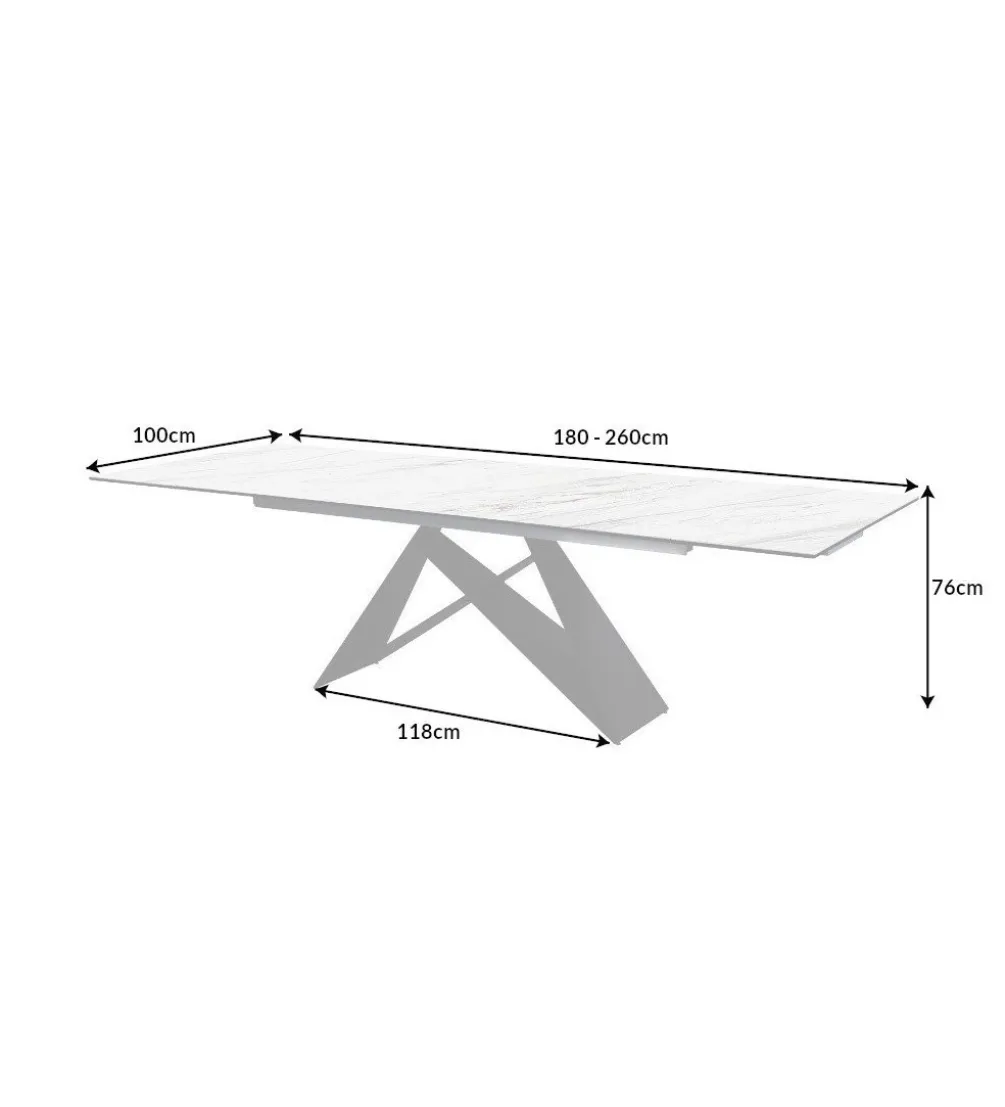 Stół rozkładany PLATON Prometheus 180 cm - 260 cm ceramika w optyce marmuru