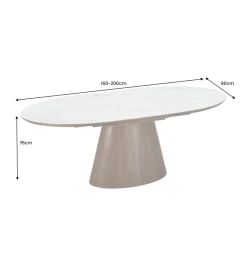 Stół rozkładany UNIQUE od 160 do 200 cm naturalny ceramiczny blat