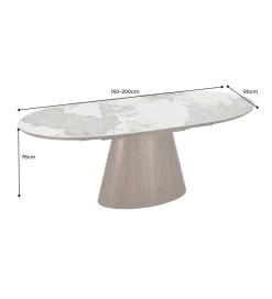 Stół rozkładany UNIQUE od 160 do 200 cm naturalny ceramiczny blat