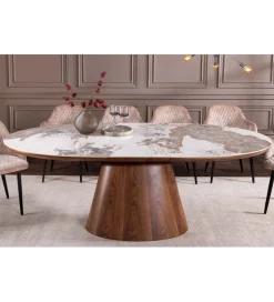 Stół rozkładany UNIQUE od 160 do 200 cm naturalny ceramiczny blat
