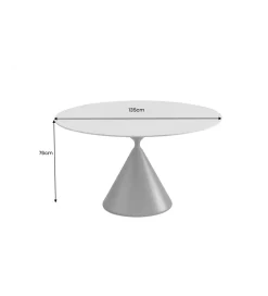 Stół SIGNATURE 135 cm okrągły blat ceramika w optyce białego marmuru