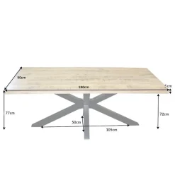 Stół SPIDER Galaxy 180 cm drewno Mango na nogach pająk krzyżak