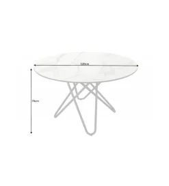 Stół TARANTO 120 cm ceramika w optyce białego marmuru