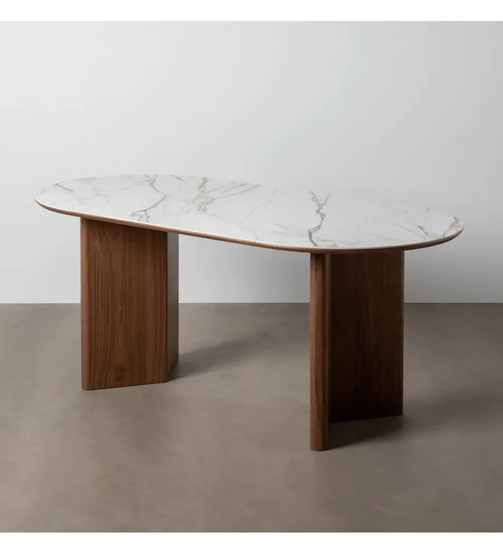Stół TRANKY 180 x 90 cm ciemno brązowy blat ceramika
