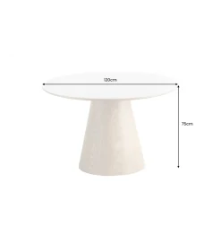 Stół UNIQUE 120 cm drewno dębowe blat ceramika w optyce białego marmuru