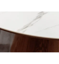 Stół UNIQUE 120 cm drewno orzecha biały ceramiczny blat