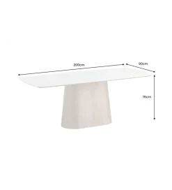 Stół UNIQUE 200 cm drewno orzechowe blat ceramika w optyce białego marmuru