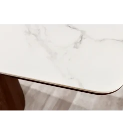 Stół UNIQUE 200 cm drewno orzechowe blat ceramika w optyce białego marmuru