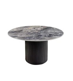 Stół UNIQUE 120 cm okrągły ceramiczny blat efekt czarny marmur