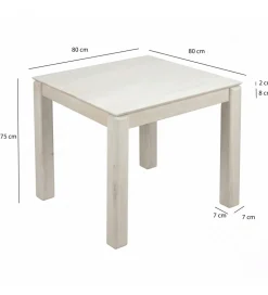 Stół WOHNLING 80 cm drewno mango białe wykończenie