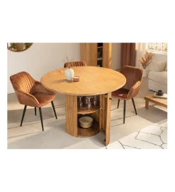 Stół z szafką TRES CHIC 120 cm drewno mango brązowy