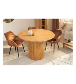 Stół z szafką TRES CHIC 120 cm drewno mango brązowy