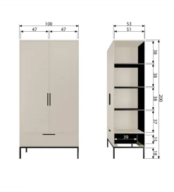 Szafa ADAM 200 cm drewno sosny dust