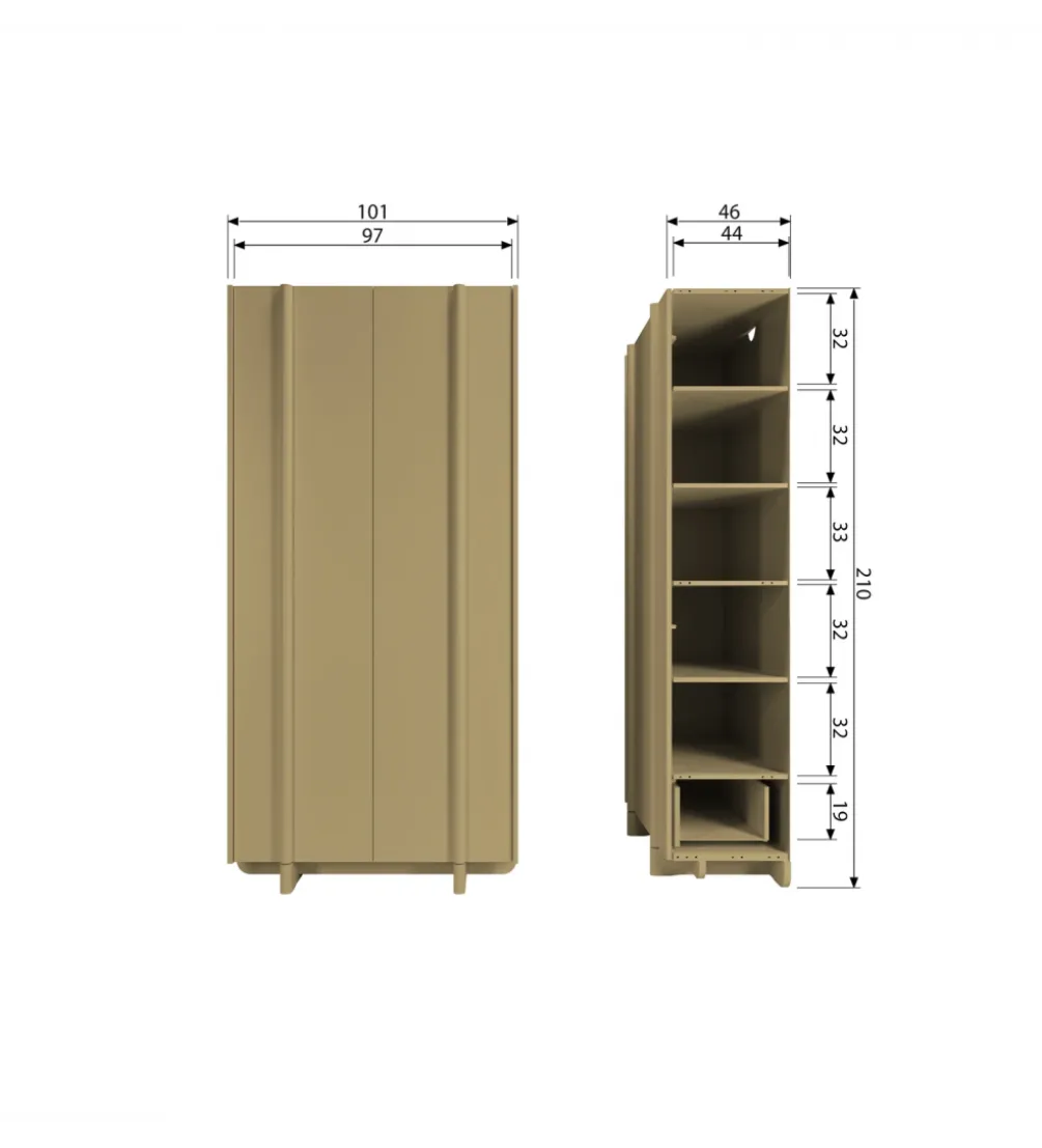 Szafa BASU 210 cm drewno sosny moss