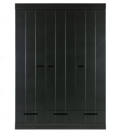Szafa DRAWER 195 x 140 cm drewno sosna czarna