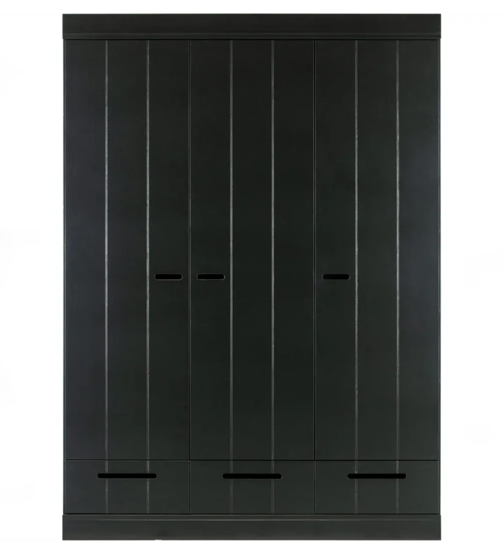 Szafa DRAWER 195 x 140 cm drewno sosna czarna