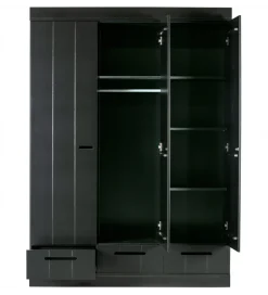 Szafa DRAWER 195 x 140 cm drewno sosna czarna