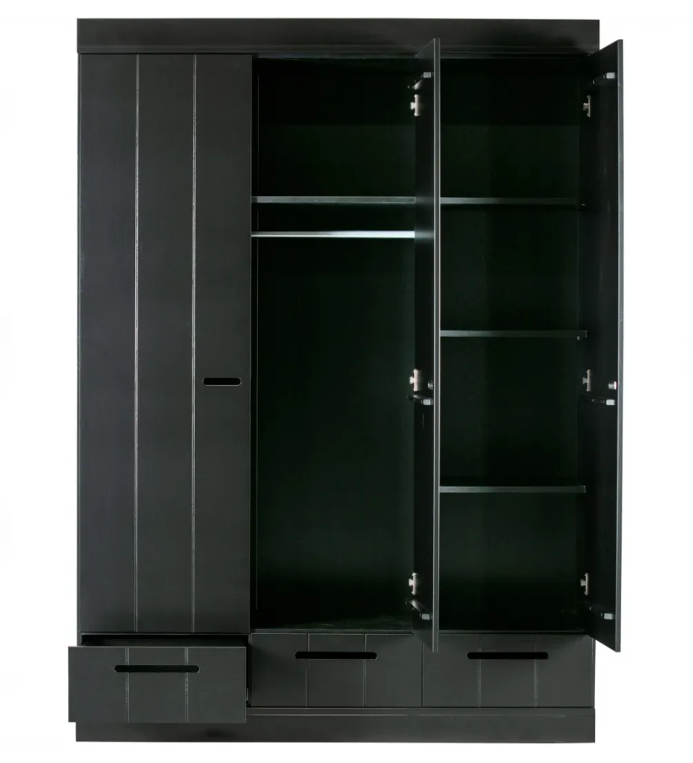 Szafa DRAWER 195 x 140 cm drewno sosna czarna