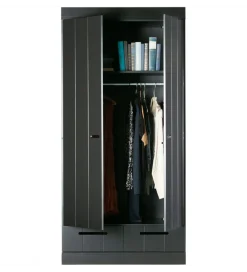 Szafa DRAWER 195 x 94 cm drewno sosna czarna