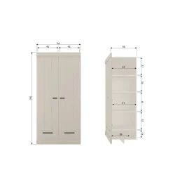 Szafa DRAWER 195 x 94 cm drewno sosna dust
