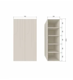 Szafa Japandi z wzorem RAIN 200 cm drewno sosny dust