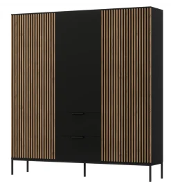Szafa MEORATI 200 cm czarny mat/dąb artisan