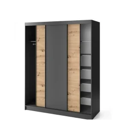 Szafa przesuwna Esville III 180 cm w optyce Dąb artisan/Czarny mat