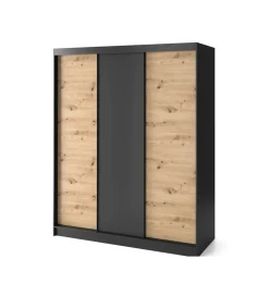 Szafa przesuwna Esville III 180 cm w optyce Dąb artisan/Czarny mat