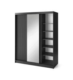 Szafa przesuwna PRESCCO III z lustrem 180 cm czarny