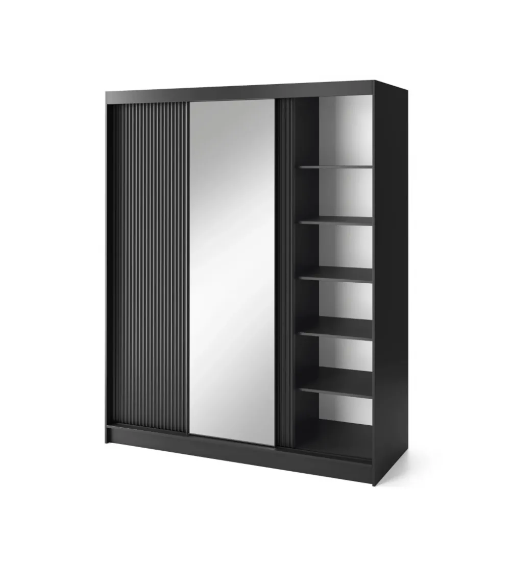 Szafa przesuwna PRESCCO III z lustrem 180 cm czarny