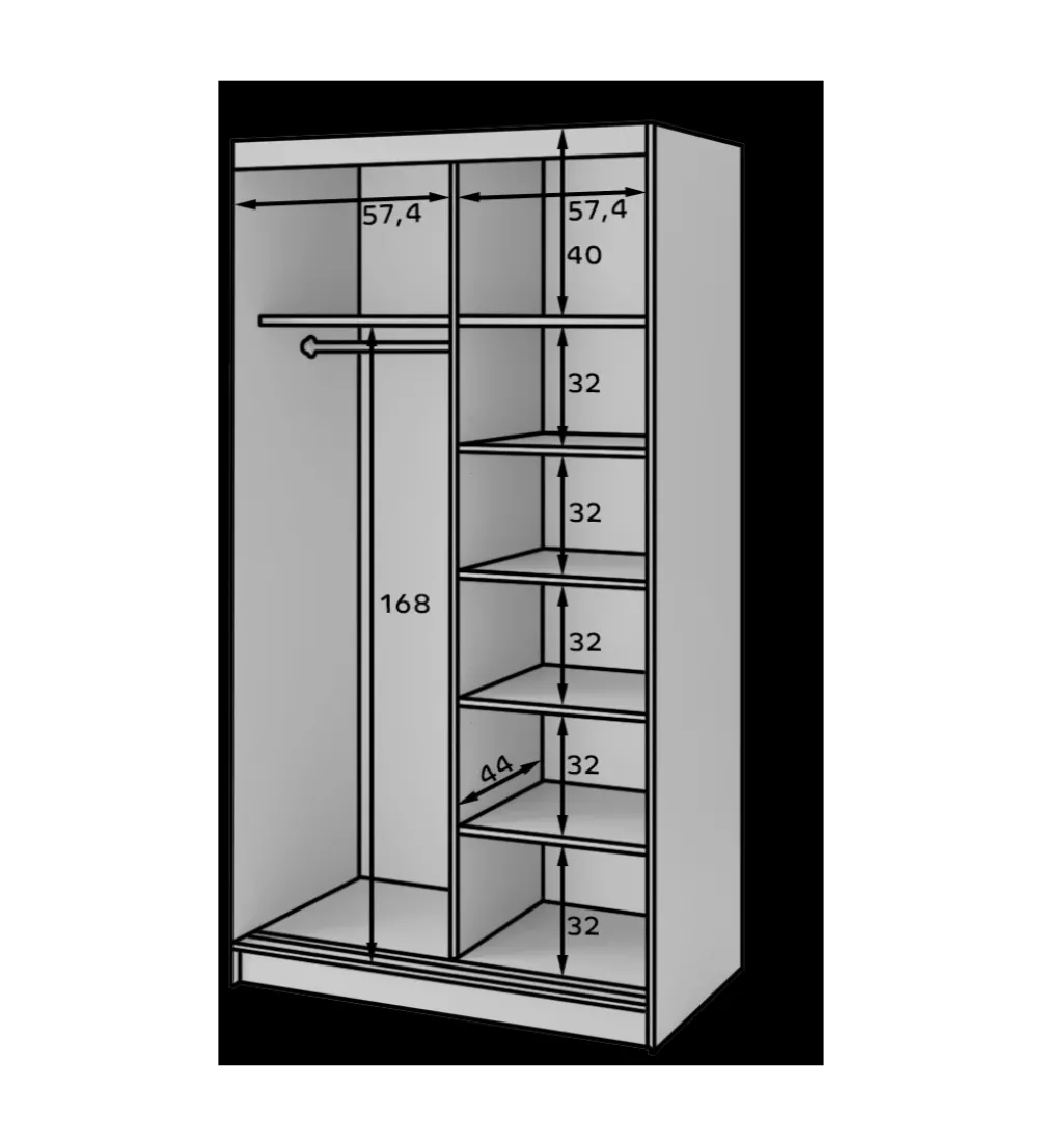 Szafa przesuwna PRESCCO II z lustrem 120 cm czarny