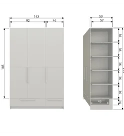 Szafa PURE 215 x 142 cm drewno sosny dust