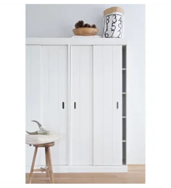 Szafa ROW 195 cm drewno sosny biała
