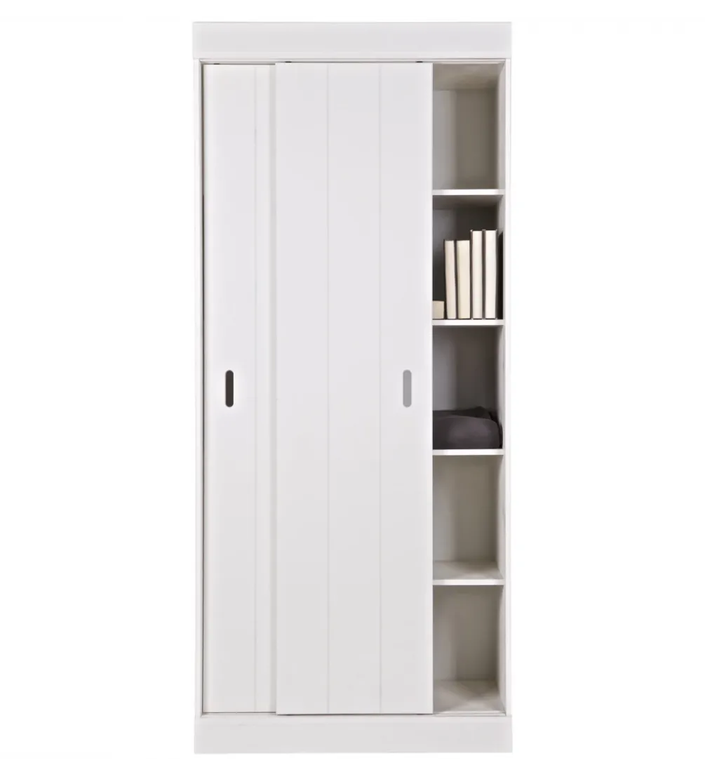 Szafa ROW 195 cm drewno sosny biała