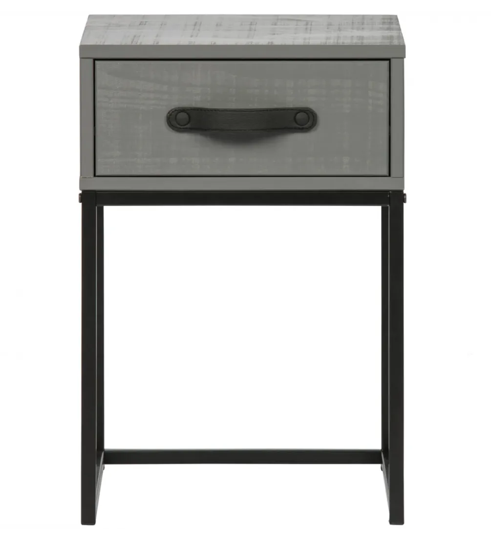 Szafka nocna MORRIS 52 cm drewno sosny szara