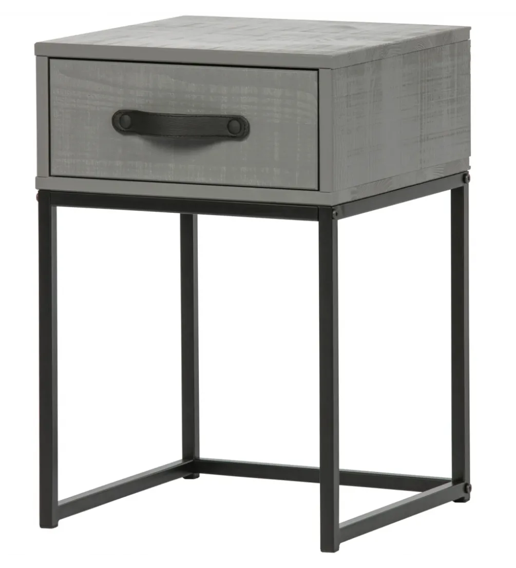 Szafka nocna MORRIS 52 cm drewno sosny szara