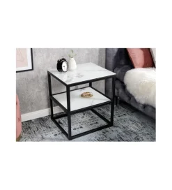 Szafka nocna RAUL 45 cm w optyce białego marmuru