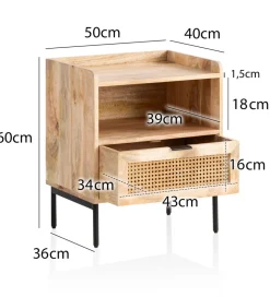 Szafka nocna TONIS 50 cm drewno mango
