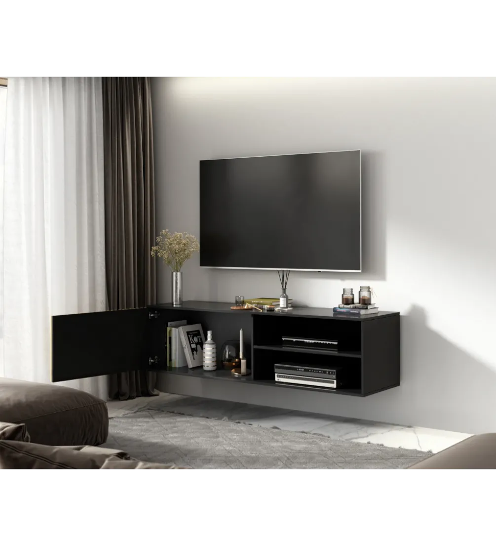 Szafka RTV wisząca MEORATI 150 cm w optyce dąb artisan