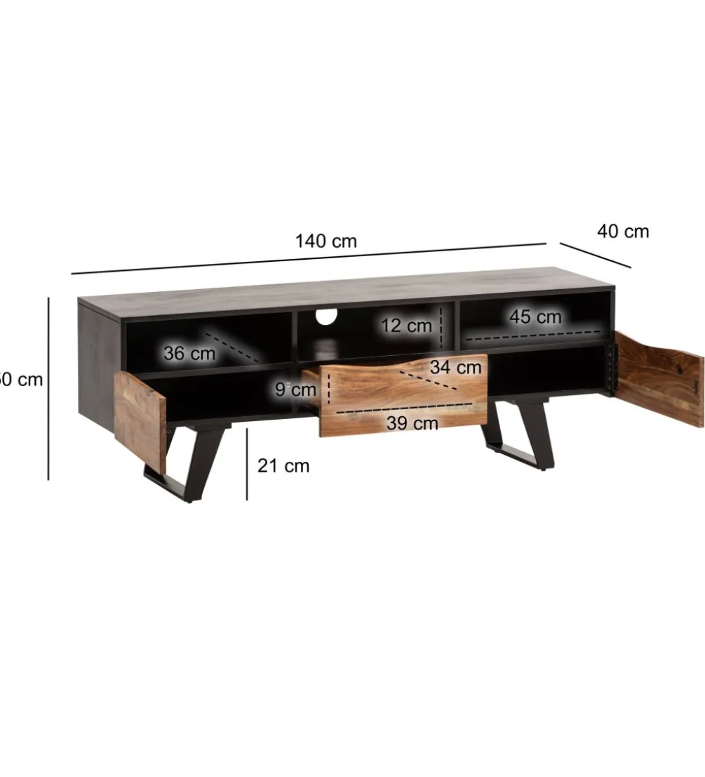 Szafka RTV WOHNLING 140 cm drewno akacja