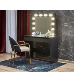 Toaletka HOLLYWOOD 94 cm czarna z oświetleniem LED
