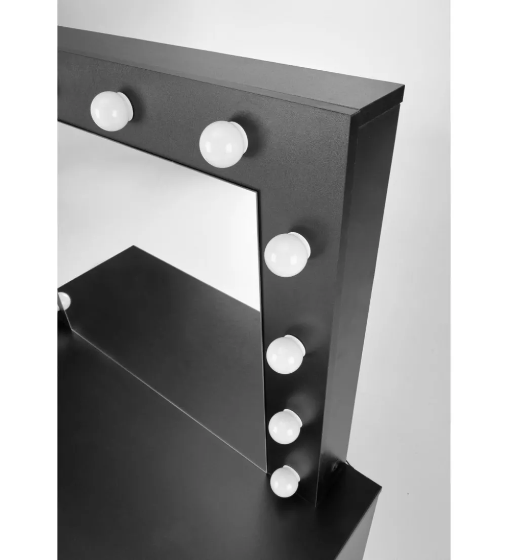 Toaletka HOLLYWOOD 94 cm czarna z oświetleniem LED