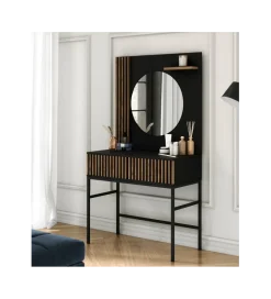 Toaletka wisząca MEORATI 85 cm w optyce dąb artisan/czarny