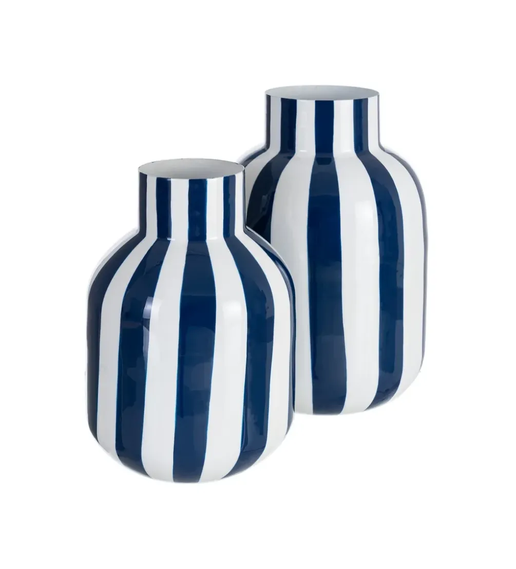 Wazon STRIPERSY 30 cm biały niebieski