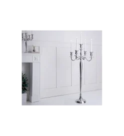 Świecznik 5 - ramienny 120 cm srebrny