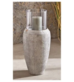 Świecznik FAROL 62 cm biały efekt naturalnego kamienia