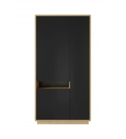 Witryna ASTON 92 cm czarna z dodatkiem koloru dąb Taurus