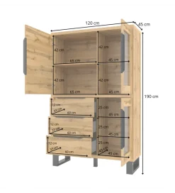 Witryna Halle 120 cm w optyce dąb wotan