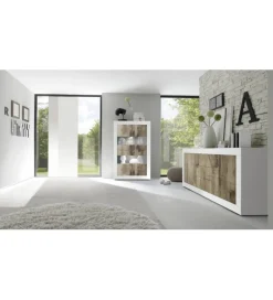 Witryna BASIC 102 cm biała z dodatkiem koloru klon Pero