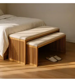 Zestaw 2 ławek BELLAMONTE 115 cm 106 cm drewno teak